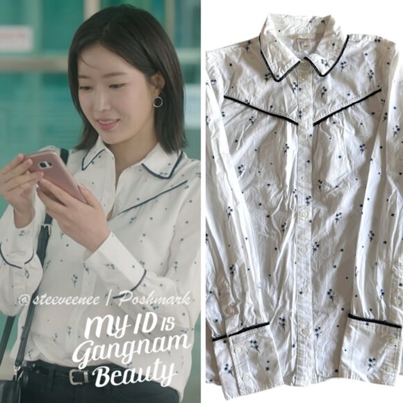 H&M Puff Sleeve Floral Blouse ASO My ID is Gangnam Beauty - Picture 1 of 9